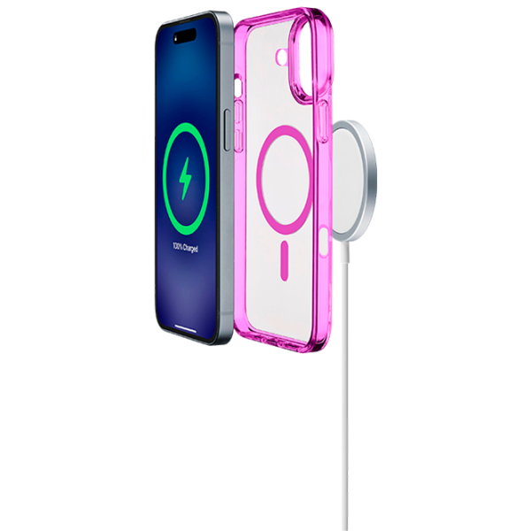 Чехол для смартфона Apple iPhone 16 (Iconic Mag) Прозрачный Розовый Cellularline, ТПУ, MagSafe Back photo 3