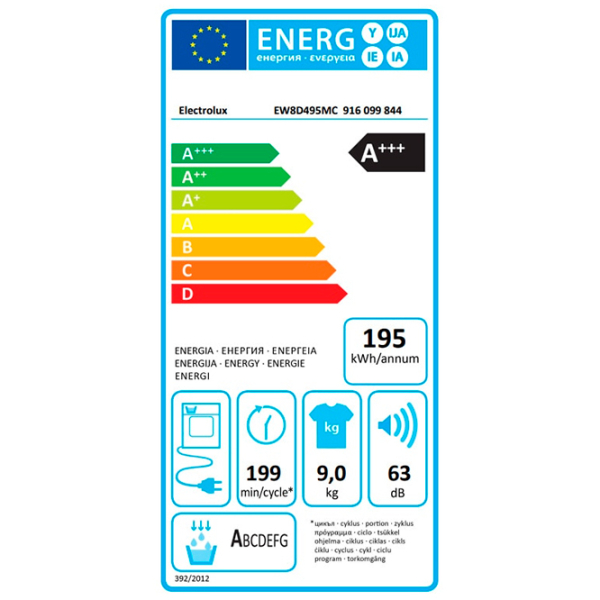 Mașină de uscat rufe Electrolux EW8D495MC White 9 kg, A+++ photo 7