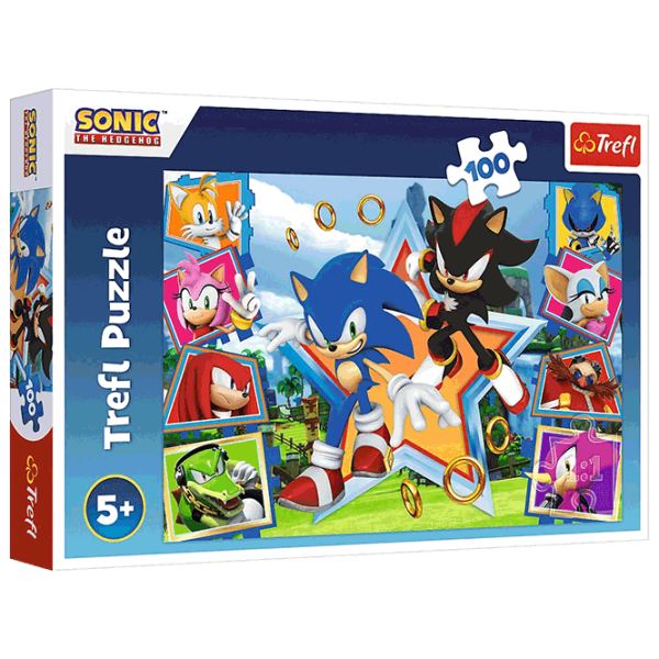 Puzzle Trefl Meet Sonic (16465) Numărul de piese: 100, Vârsta recomandată: 5+ photo 1