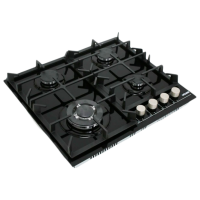 Plită încorporabilă pe gaz Wolser WL-KF 6400 Black Sticlă călită, Gratare: Fontă