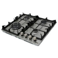 Plită încorporabilă pe gaz Wolser WL-KF 6400 Inox Sticlă călită, Gratare: Fontă