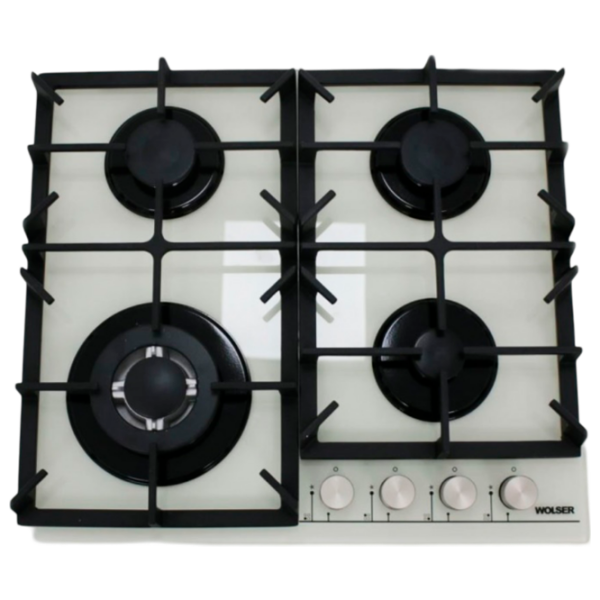 Plită încorporabilă pe gaz Wolser WL-KF 6400 Ivory Sticlă călită, Gratare: Fontă photo 1