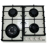 Plită încorporabilă pe gaz Wolser WL-KF 6400 Ivory Sticlă călită, Gratare: Fontă