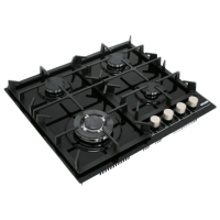 Plită încorporabilă pe gaz Wolser WL-KF 6400 Black Sticlă călită, Gratare: Fontă