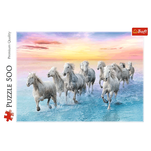 Puzzle Trefl Galloping white horses (37289) Количество деталей: 500, Рекомендуемый возраст: 10+ photo 1