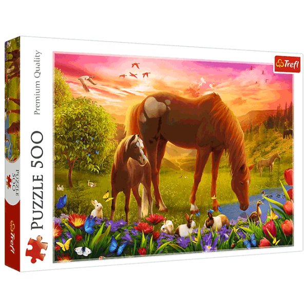 Puzzle Trefl Horses in the Meadow (37451) Количество деталей: 500, Рекомендуемый возраст: 10+ photo 1