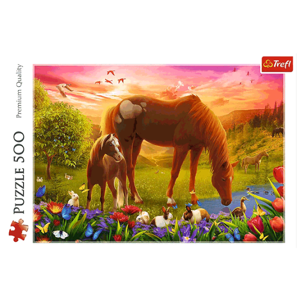 Puzzle Trefl Horses in the Meadow (37451) Количество деталей: 500, Рекомендуемый возраст: 10+ photo 2
