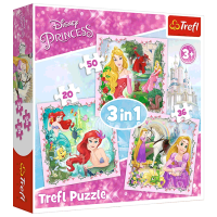 Puzzle Trefl Rapunzel, Aurora and Ariel (34842) Количество деталей: 106, Рекомендуемый возраст: 3+