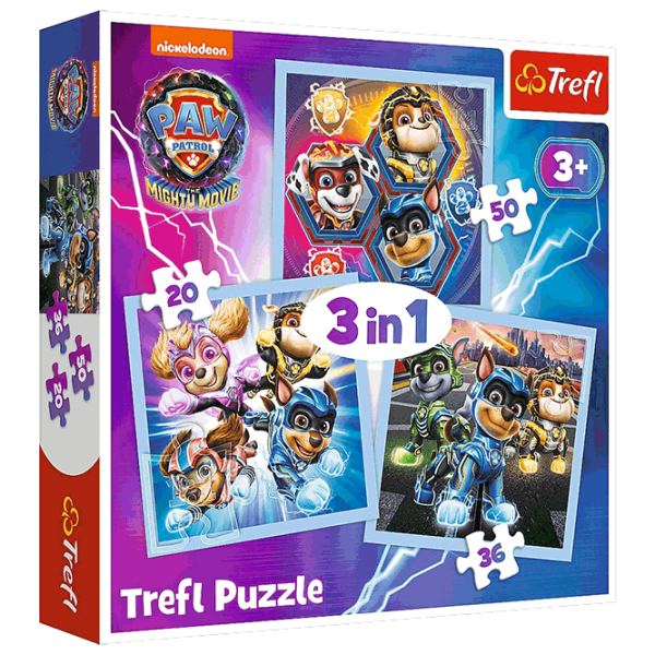 Puzzle Trefl Mighty Pups Power (34869) Количество деталей: 106, Рекомендуемый возраст: 3+ photo 1
