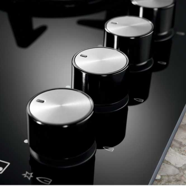 Plită încorporabilă pe gaz Electrolux KGG6437K Black Sticlă călită, Gratare: Fontă photo 3