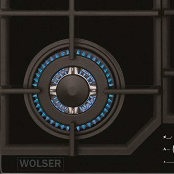 Plită încorporabilă pe gaz Wolser WL-TR6400 GTB FFD Black Sticlă călită, Gratare: Fontă photo 4