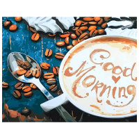 Pictură pe numere Strateg Cafea Good Morning GS099 50 x 40 cm, Pânză