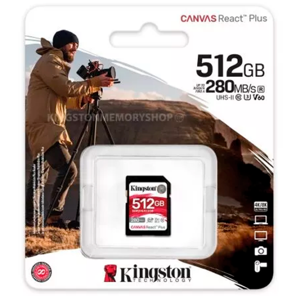 SD Kingston Canvas React Plus V60 512 GB  photo 3