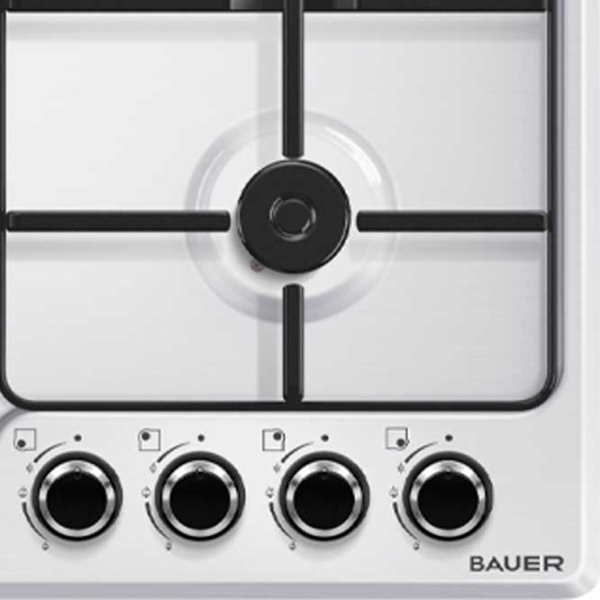 Plită încorporabilă pe gaz Bauer OM 640VT1W White Oțel emailat, Gratare: Emailate photo 2