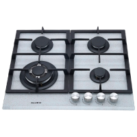 Plită încorporabilă pe gaz Bauer GH-604 BG03S Inox Sticlă călită, Gratare: Fontă