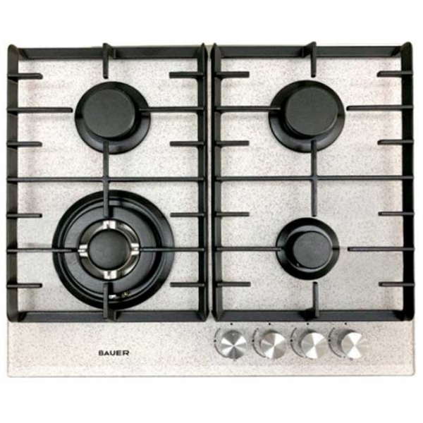 Plită încorporabilă pe gaz Bauer GH-604 BG03S Inox Sticlă călită, Gratare: Fontă photo 2