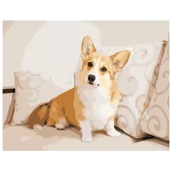 Pictură pe numere Strateg Corgi pe canapea DY274 50 x 40 cm, Pânză photo 2