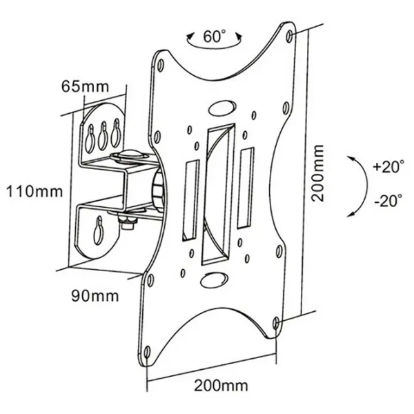 Кронштейн ТВ Reflecta 40-100B Черный VESA 200 x 200 мм photo 3