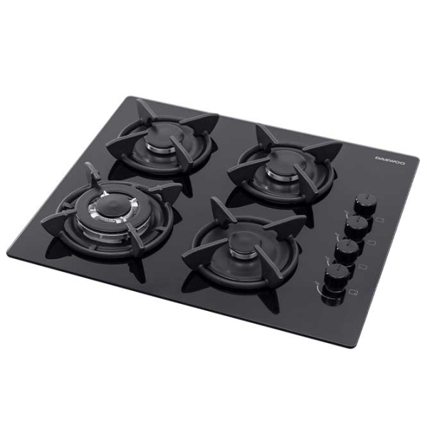 Plită încorporabilă pe gaz Daewoo BH6GKR41BNM Black Sticlă călită, Gratare: Fontă photo 4