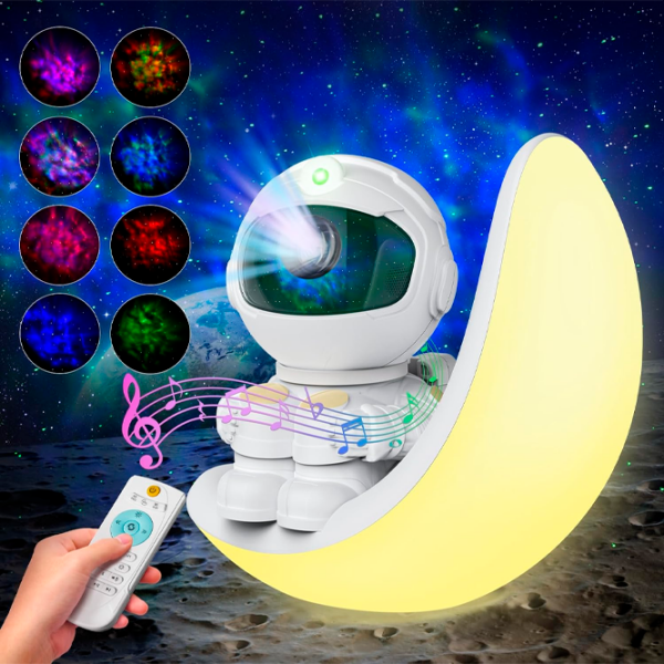Proiector de stele Starry Sky Astronaut Colorful Moon White Universal, 3+ photo 2