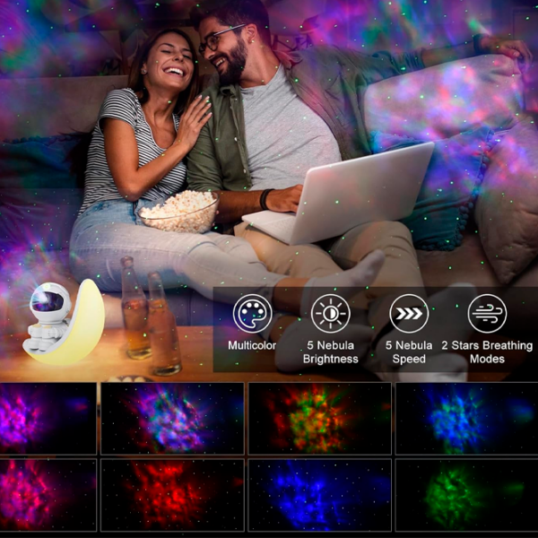Proiector de stele Starry Sky Astronaut Colorful Moon White Universal, 3+ photo 3