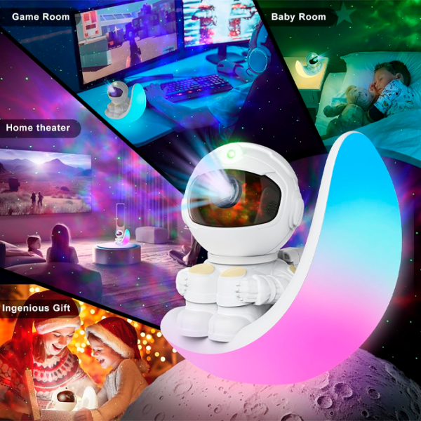 Proiector de stele Starry Sky Astronaut Colorful Moon White Universal, 3+ photo 8