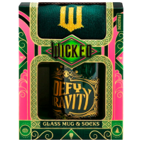 Cană și șosete Paladone Wicked Glass Mug and Socks Elphaba Green 370 ml