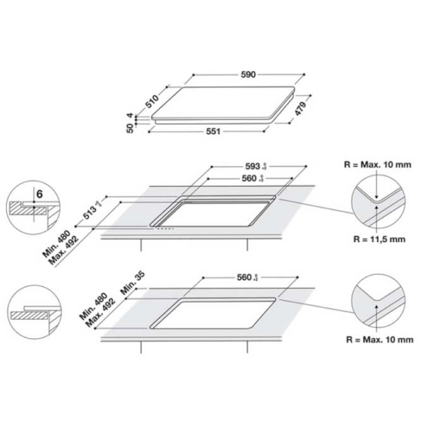 Индукционная варочная панель Whirlpool WF S0160 NE Черный Стеклокерамика, 7200 Вт photo 5