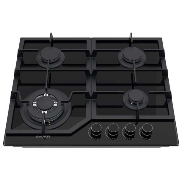 Plită încorporabilă pe gaz Bauer GH-604 BG02-R Black Sticlă călită, Gratare: Fontă photo 2