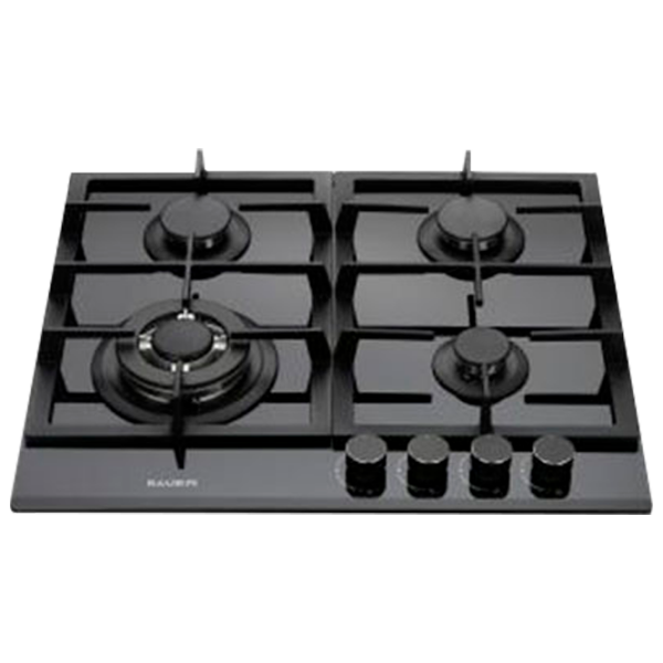 Plită încorporabilă pe gaz Bauer GH-604 BG03 Black Sticlă călită, Gratare: Fontă photo 1