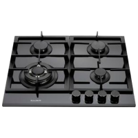 Plită încorporabilă pe gaz Bauer GH-604 BG03 Black Sticlă călită, Gratare: Fontă