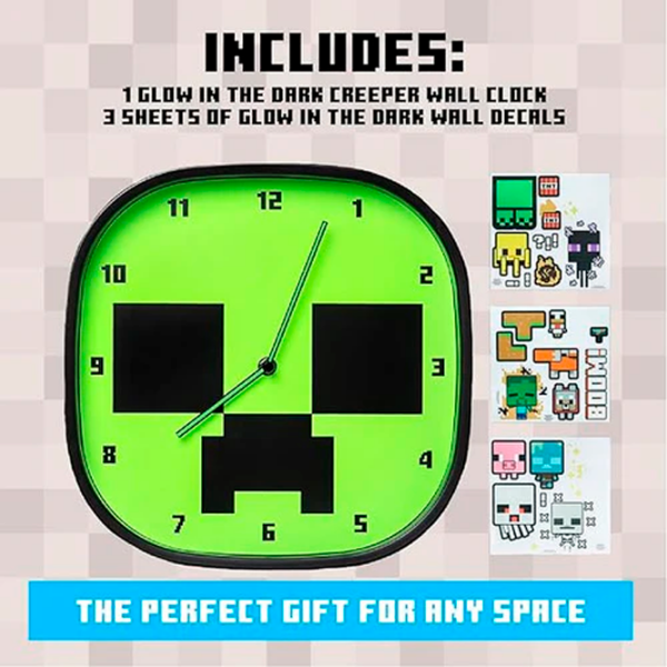 Ceas Paladone Creeper Glow In The Dark PP12045MCF Green Minecraft photo 2