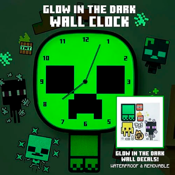 Ceas Paladone Creeper Glow In The Dark PP12045MCF Green Minecraft photo 4