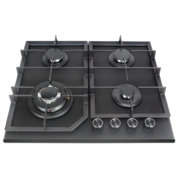 Plită încorporabilă pe gaz Tornado H77-6004SR MATT GL Black Sticlă călită, Gratare: Emailate photo 1