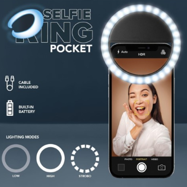 Lampă circulară Cellularline Selfie Ring Pocket Black  photo 4