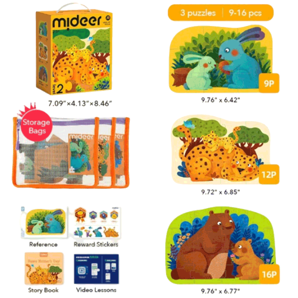 Puzzle Mideer Мать и ребенок (MD1475) Количество деталей: 37, Рекомендуемый возраст: 2.5+ photo 2