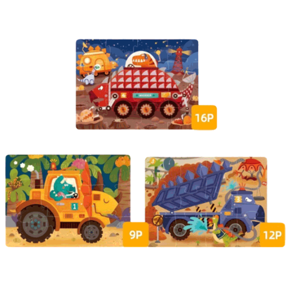 Puzzle Mideer Строительная техника динозавров (MD1476) Количество деталей: 37, Рекомендуемый возраст: 2.5+ photo 1