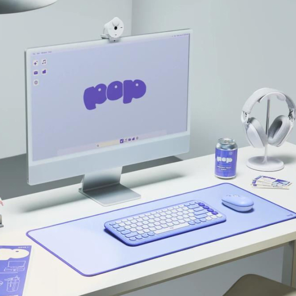 Tastatură Logitech POP Icon Keys Liliac Home and Office, Fără fir photo 6