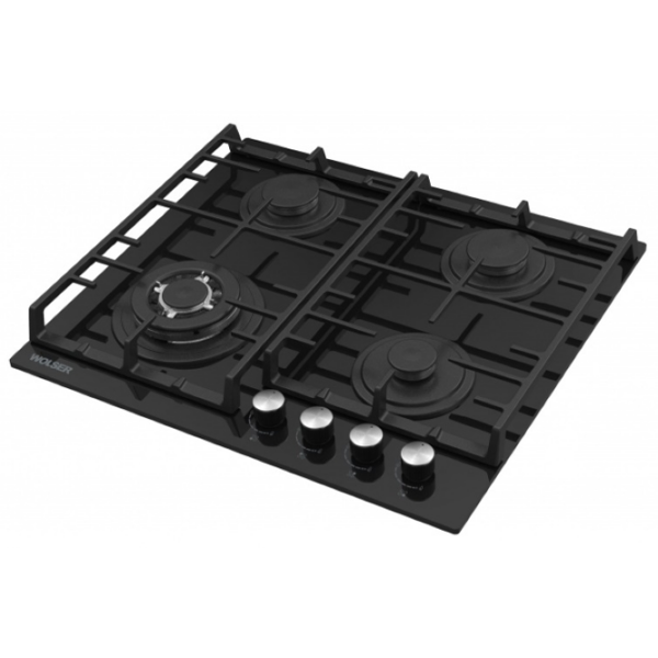 Plită încorporabilă pe gaz Wolser WL-BRD 6400 GBN Black Sticlă călită, Gratare: Fontă photo 2