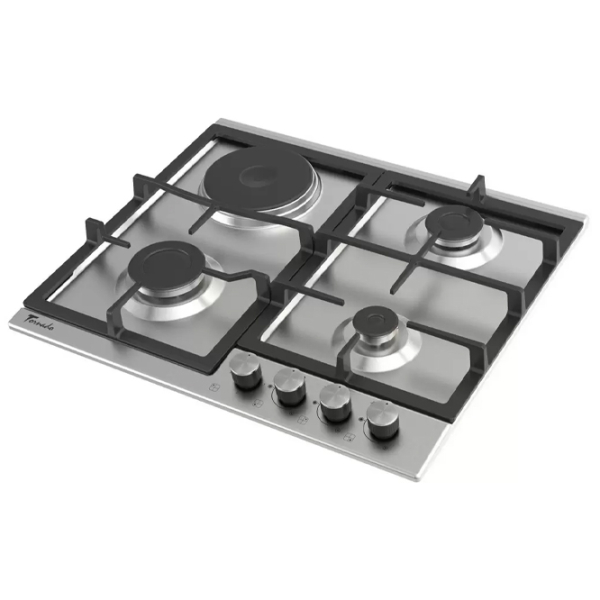 Plită încorporabilă pe gaz Tornado BRD60 3G1E Inox Inox, Gratare: Fontă photo 3