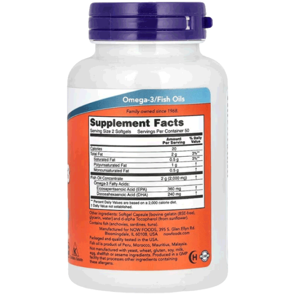 Vitamine și minerale Now Foods Omega-3 733739016508  100 capsule photo 2