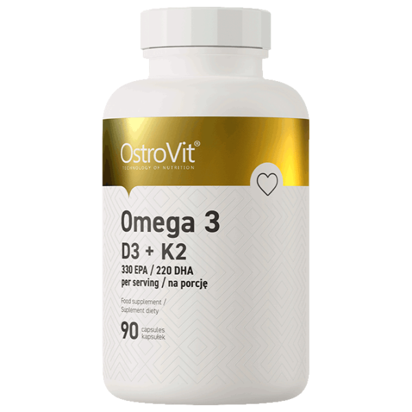 Vitamine și minerale OstroVit Omega 3 D3+K2 5903246220308  90 capsule photo 1