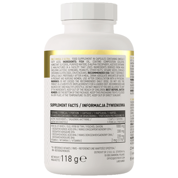 Vitamine și minerale OstroVit Omega 3 ULTRA 5902232619041  90 capsule photo 3