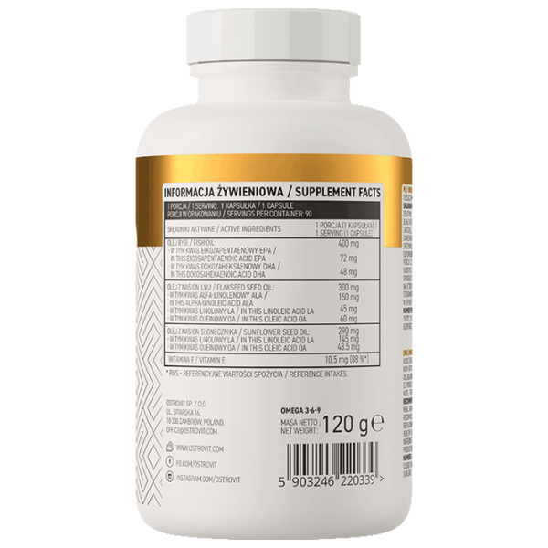 Vitamine și minerale OstroVit OMEGA 3-6-9 5903246220339  90 capsule photo 3