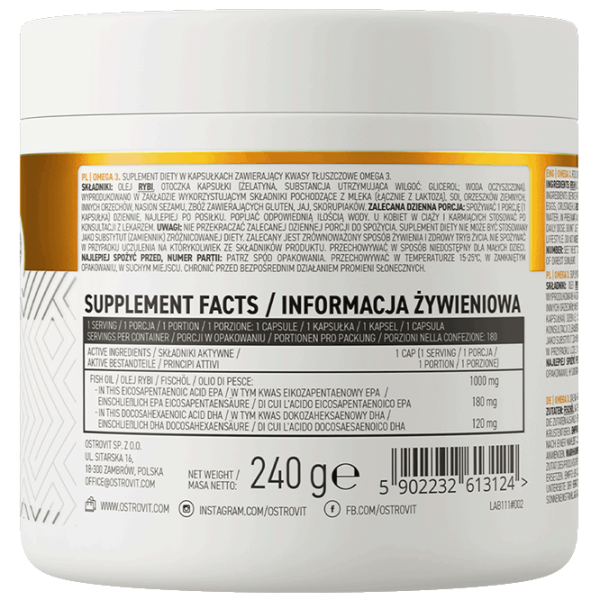 Vitamine și minerale OstroVit OMEGA 3 5902232613124  180 capsule photo 3