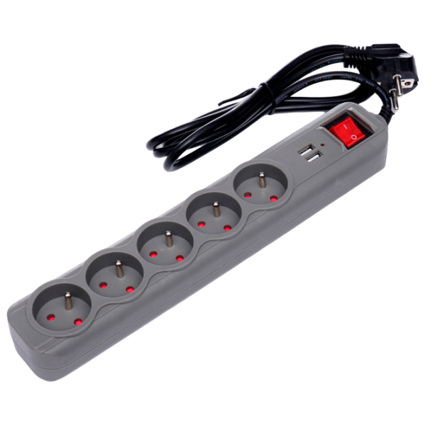 Удлинитель Kraft&Dele KD4033 1.5 м Серый  photo 1