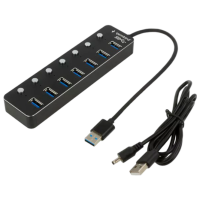 Адаптер Hub Gembird UHB-U3P7P-01 Черный USB Type-A