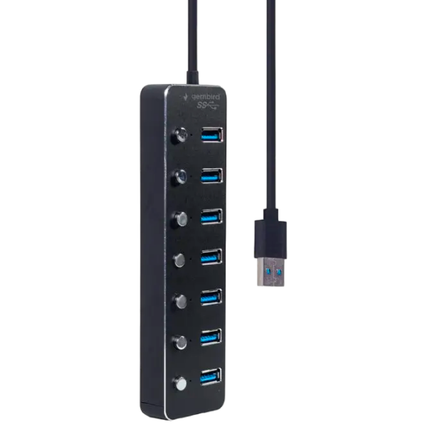 Adaptor Hub Gembird UHB-U3P7P-01 Black USB Type-A photo 2