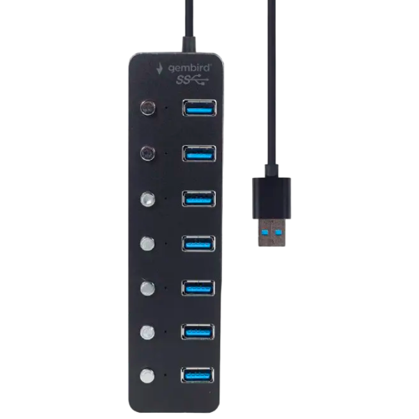 Adaptor Hub Gembird UHB-U3P7P-01 Black USB Type-A photo 3