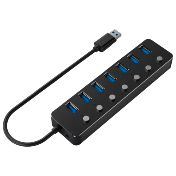 Adaptor Hub Gembird UHB-U3P7P-01 Black USB Type-A photo 4